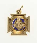 10K Yellow Gold Masonic G Compass Square Enamel Charm/Pendant