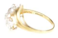 10K Yellow Gold Diamond Accent Petal Cluster Bypass Ring