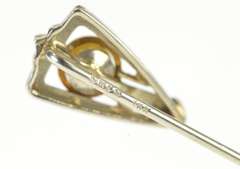 18K White Gold Pearl Black Enamel Art Deco Decorative Stick Pin