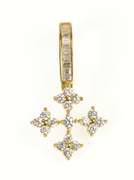 14K Yellow Gold 1.12 Ctw Diamond Cross Ornate Enhancer Pendant