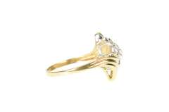 10K Yellow Gold Diamond Accent Petal Cluster Bypass Ring