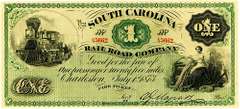Crisp Exceptional 1873 $1 State Of South Carolina Railroad Company!