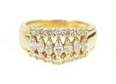 14K Yellow Gold 1.56 Ctw Graduated Marquise Diamond Band Ring