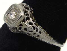 18KT Filigree Estate Diamond Ring