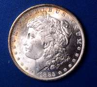 Colorful Toned 1885-O Morgan Dollar, Frosty BU