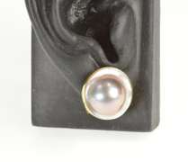 14K Yellow Gold 18.0mm Mabe Pearl Bezel French Clip Back Earrings