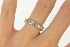 14K White Gold 0.90 Ctw Princess Cut Diamond Wedding Band Ring
