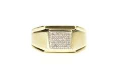 10K Yellow Gold Men's Squared Diamond Classic Wedding Ring