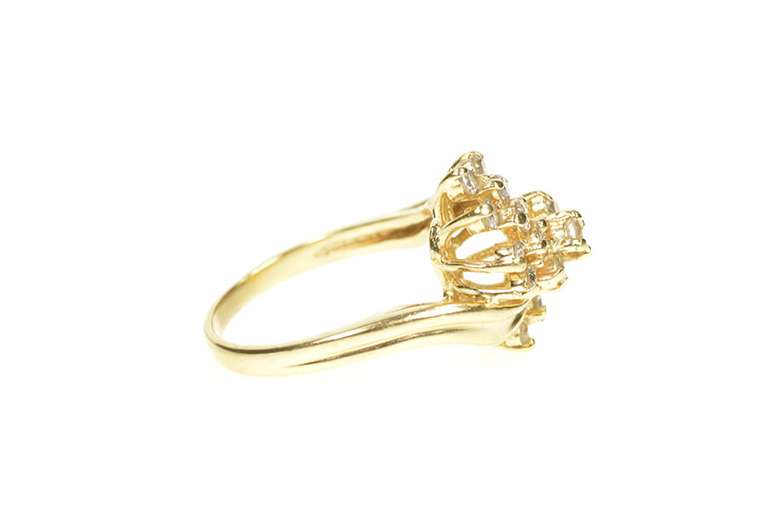 14K Yellow Gold 0.95 Ctw Classic Diamond Swirl Statement Ring