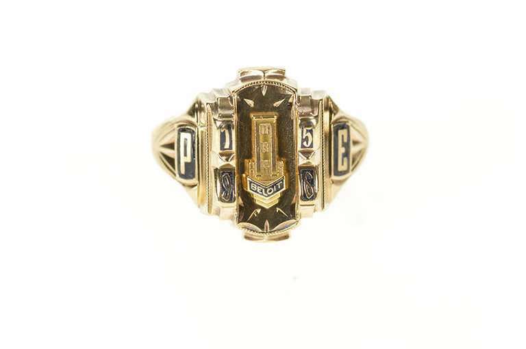 10K Yellow Gold 1956 Beloit High School Ornate Class Ring