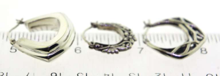 Sterling Silver Lot of 3 Hoop Earrings
