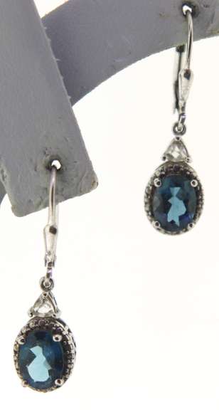 Sterling Silver Blue London Topaz Drop Earrings