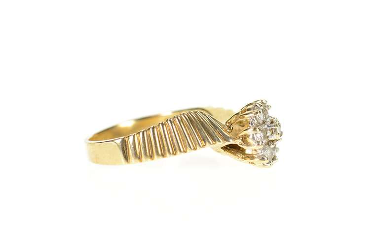10K Yellow Gold 0.42 Ctw Retro Diamond Bypass Engagement Ring