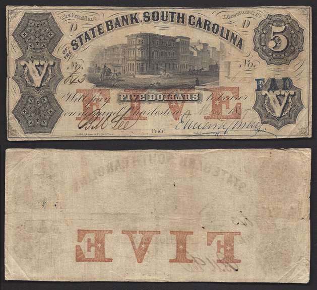 $5 State Bank of South Carolina 1854