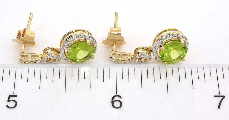 Splendid Peridot & White Topaz Dangle Earrings in Vermeil
