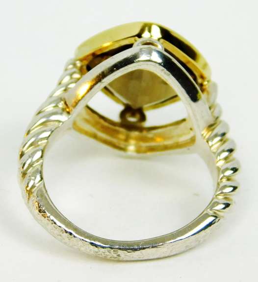 Sterling & 18K Gold Brown Topaz Ring, Size 5