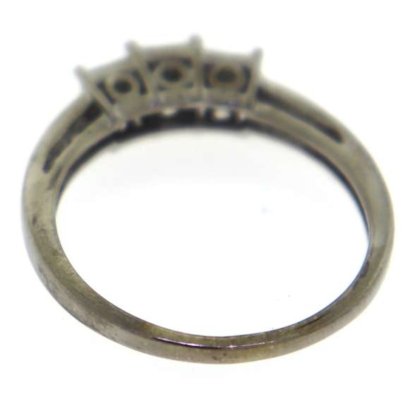 Pretty White Gold 3 Square Micro Pave Diamond Cluster Ring
