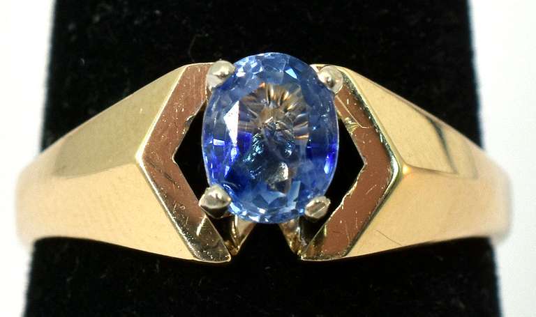 Dazzling Sapphire Solitaire Ring in 14KT Yellow Gold