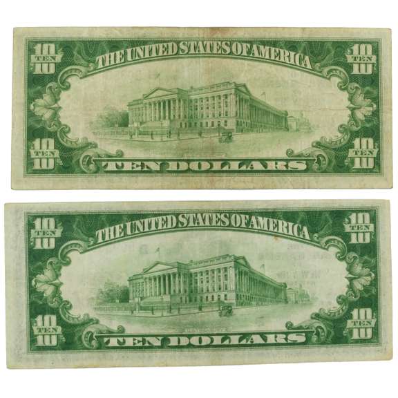 2 X $ 10 1929 Series New York National Note