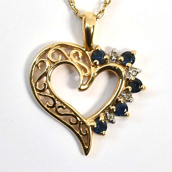 Sweet Sapphire & Diamond Heart Pendant