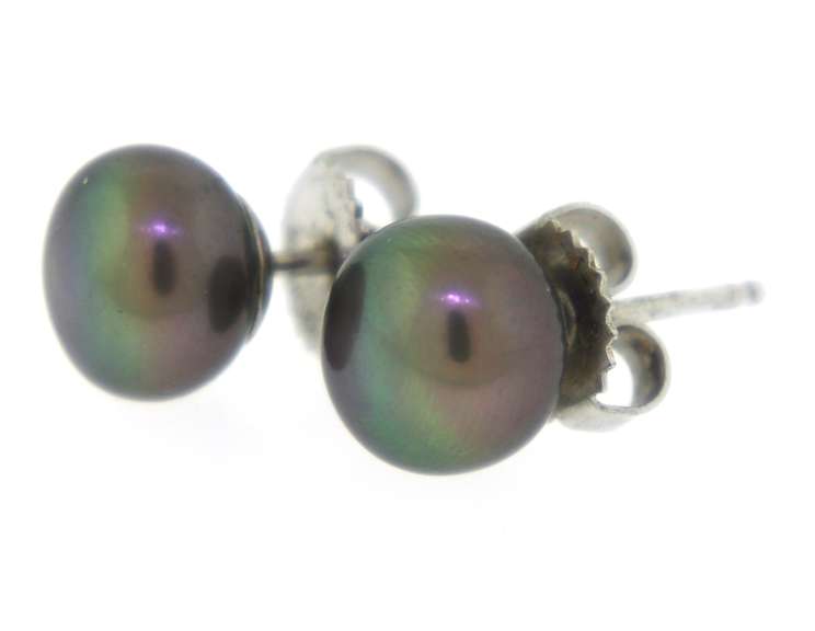 Grey Pearl Sterling Silver Earrings