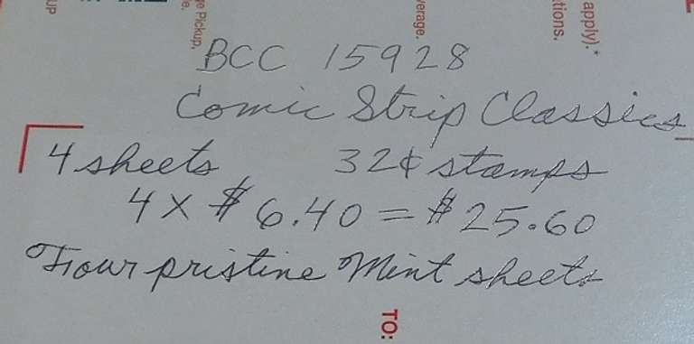 Stamps:  Comic Strip Classics   $25.60 face