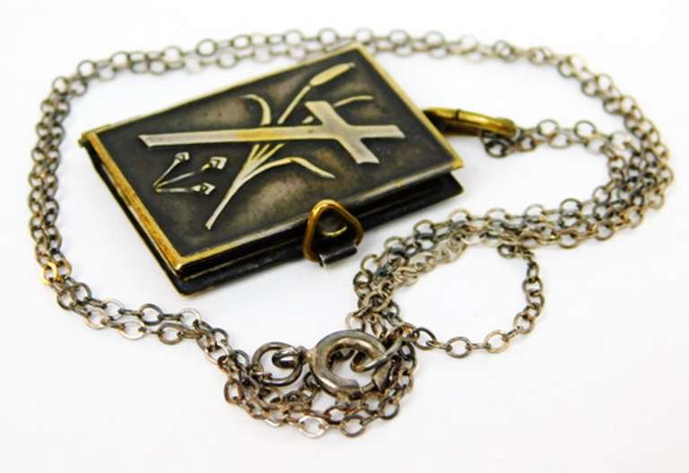 Early French Bible Picture Locket & Chain