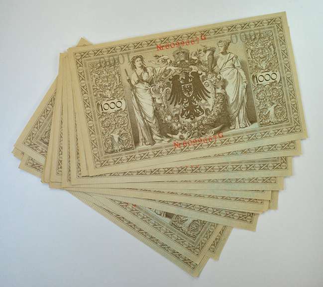 (20) Consecutive 1910 Germany 1,000 Marks Reichsbanknote #44b
