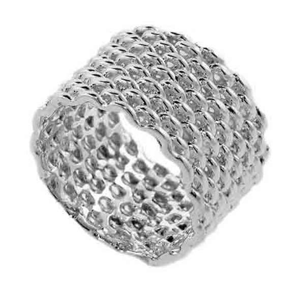 Sterling Silver Designer Mesh Ring