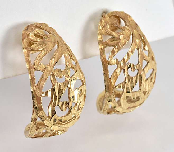 Sparkling Filigree J Hoop Earrings