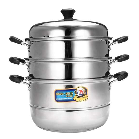 28cm 3 Tier Stainless Steel Steamer Cookware Pot Set