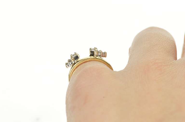 14K Yellow Gold 0.22 Ctw Diamond Cluster Enhancer Wedding Ring