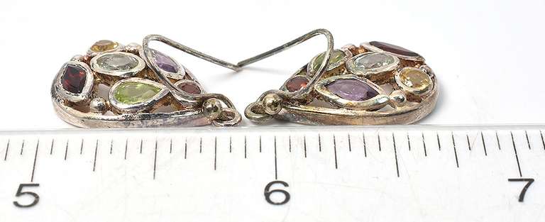 Multi Gemstone Sterling Silver Earrings