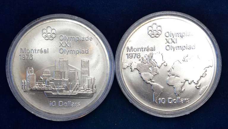Lot Of 2 1973 Canada 10 Dollar Olympic UNC