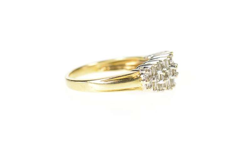 10K Yellow Gold Diamond Encrusted Graduated Statement Band Ring