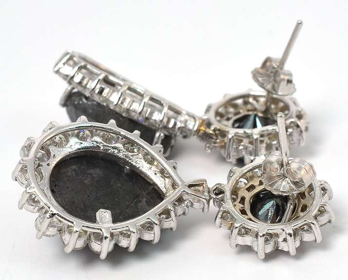 Stunning Black and White Diamond Earrings in 14KT White Gold