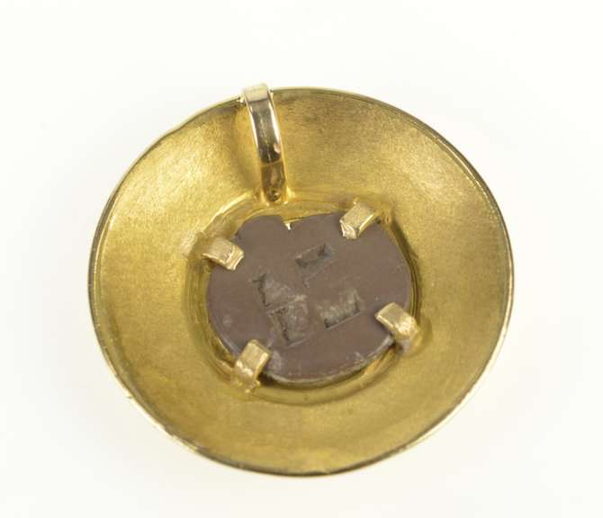 14K Yellow Gold Ancient Greek Satyr Nymph Drachm Thrace Pendant