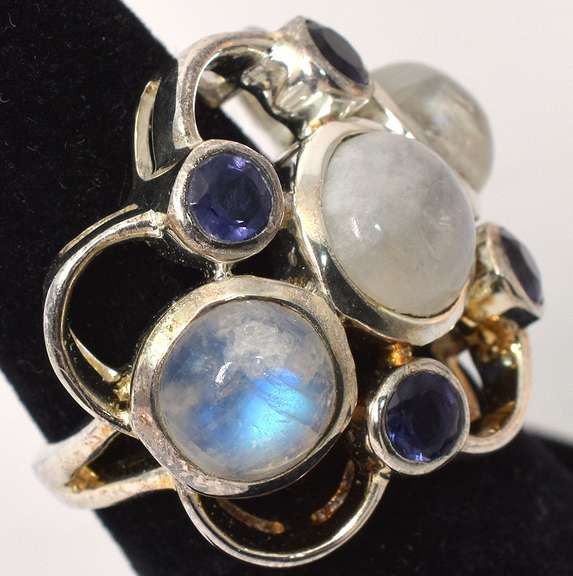 Sterling Silver Moonstone & Iolite Ring