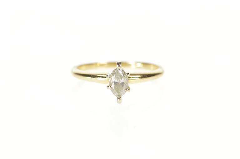 14K Yellow Gold 0.31 Ct Marquise Diamond Solitaire Engagement Ring