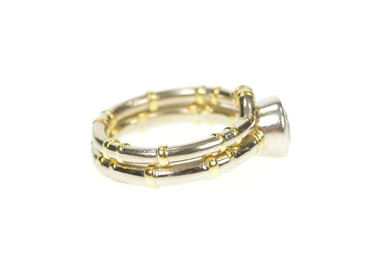 Platinum 1.00 Ct Diamond Bamboo Bridal Set Engagement Ring