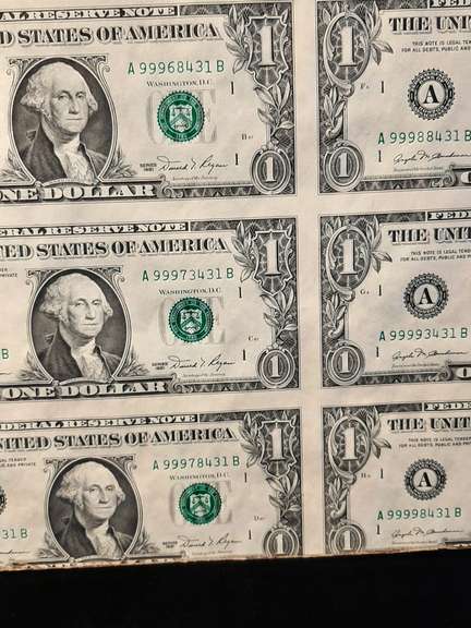 Uncut Sheet of 32 1981 $1FRN Notes