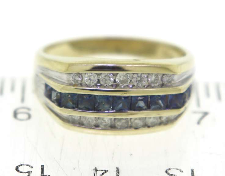 Divine Princess Cut Blue Sapphire and Diamond Ring
