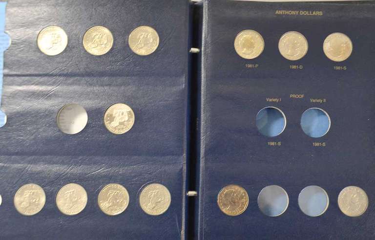 Estate Lot of Dollar Coins in Books & Holders