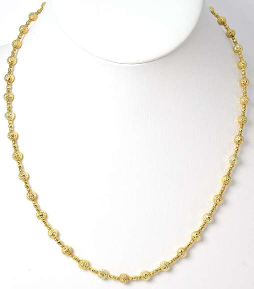 Glittering Gold Bead Necklace in 14KT Yellow Gold