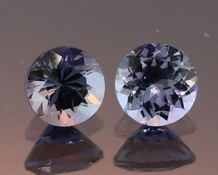 Glittering 1.44ct pair of silvery blue Tanzanite