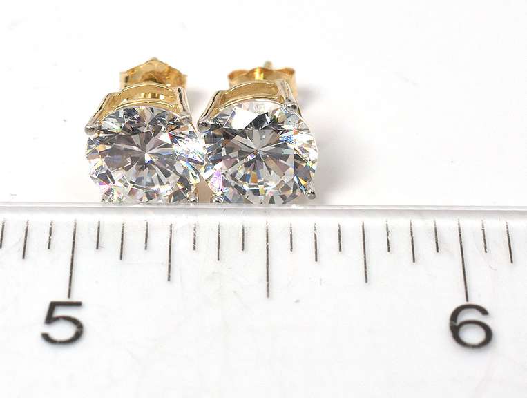 Massive CZ Earrings in 14KT Yellow Gold