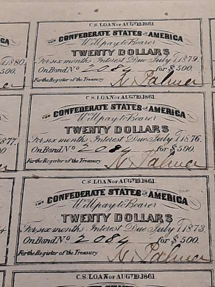 $ 500 Nov 3 1863 Confederate War Bond