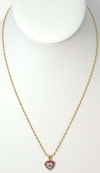 Charming Ruby & Diamond Necklace in Yellow Gold