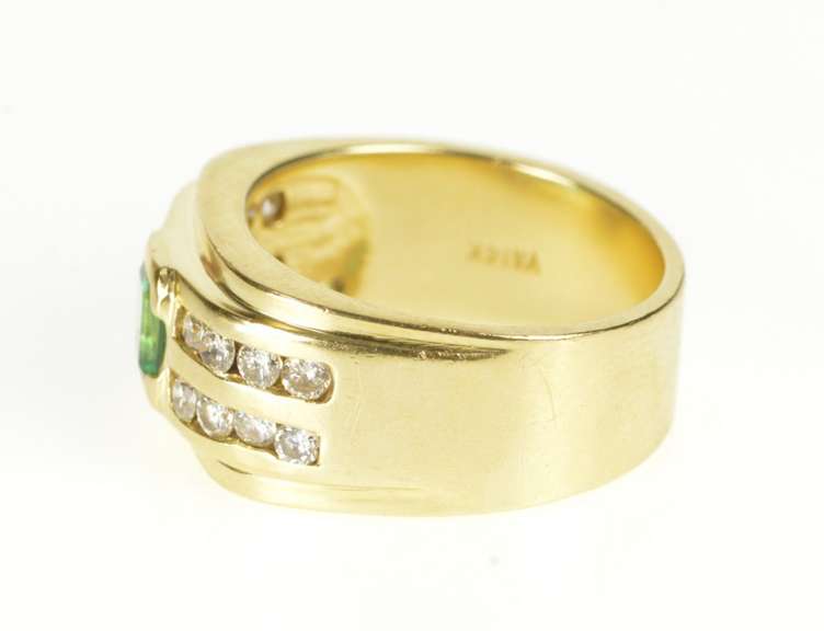 14K Yellow Gold 1.59 Ctw Emerald Diamond Channel Statement Ring