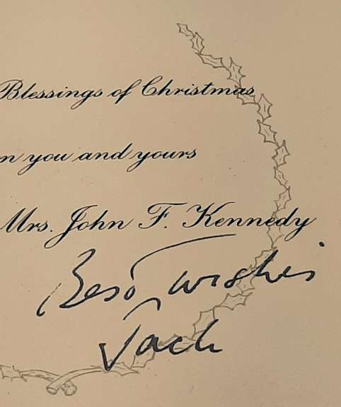 Framed President &Jackie Kennedy Photo And Signed Christmas Card.